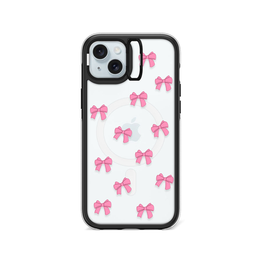 iPhone 15 Plus Pink Ribbon Bow Mini Ring Kickstand Case MagSafe Compatible - CORECOLOUR AU