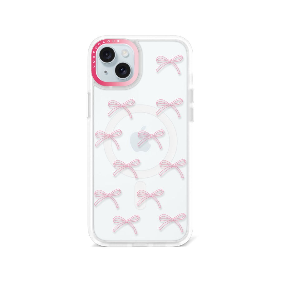 iPhone 15 Plus Pink Ribbon Minimal Line Phone Case MagSafe Compatible - CORECOLOUR AU
