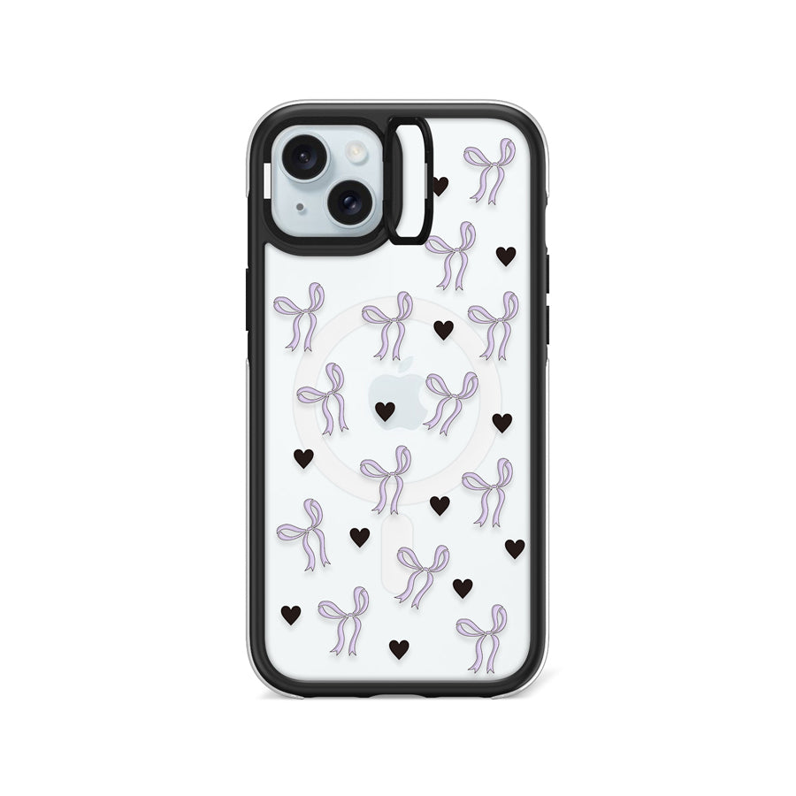 iPhone 15 Plus Purple Ribbon Heart Ring Kickstand Case MagSafe Compatible - CORECOLOUR AU