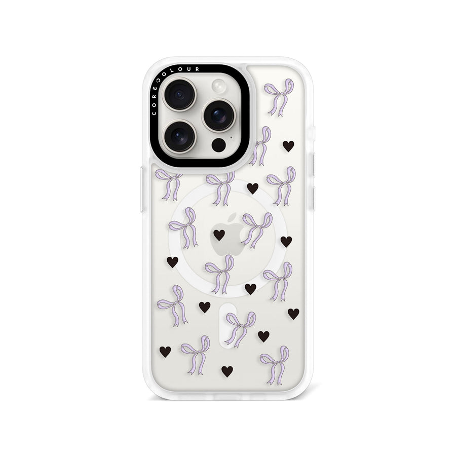 iPhone 15 Pro Purple Ribbon Heart Phone Case MagSafe Compatible - CORECOLOUR AU