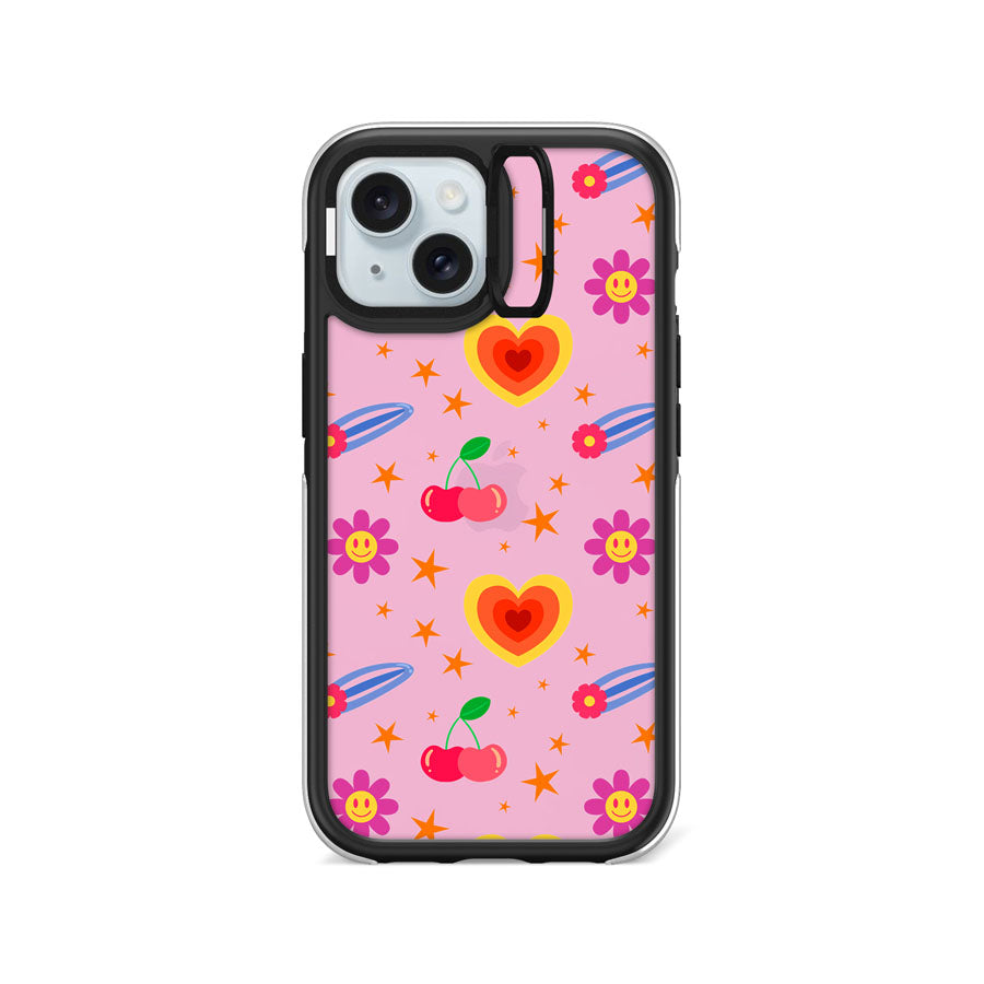 iPhone 15 Happy Vibes Camera Ring Kickstand Case - CORECOLOUR AU