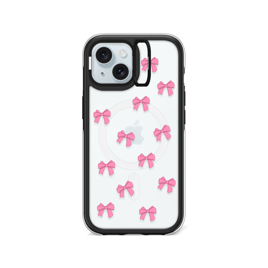 iPhone 15 Pink Ribbon Bow Mini Ring Kickstand Case MagSafe Compatible - CORECOLOUR AU