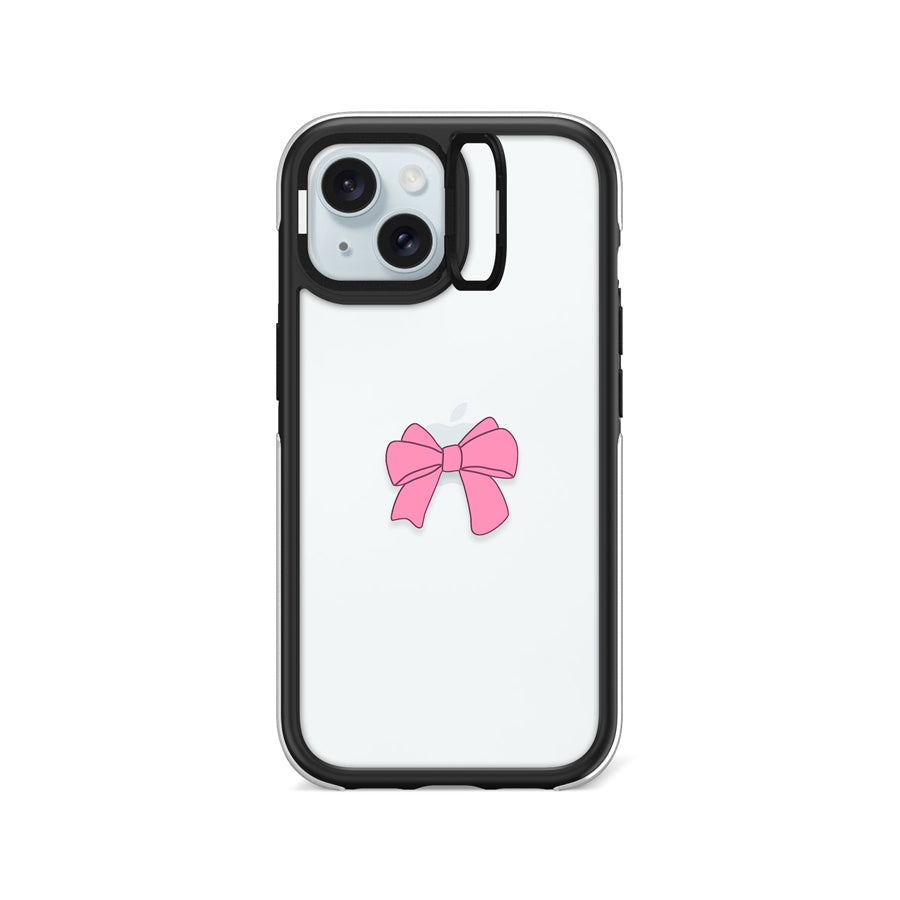 iPhone 15 Pink Ribbon Bow Camera Ring Kickstand Case - CORECOLOUR AU