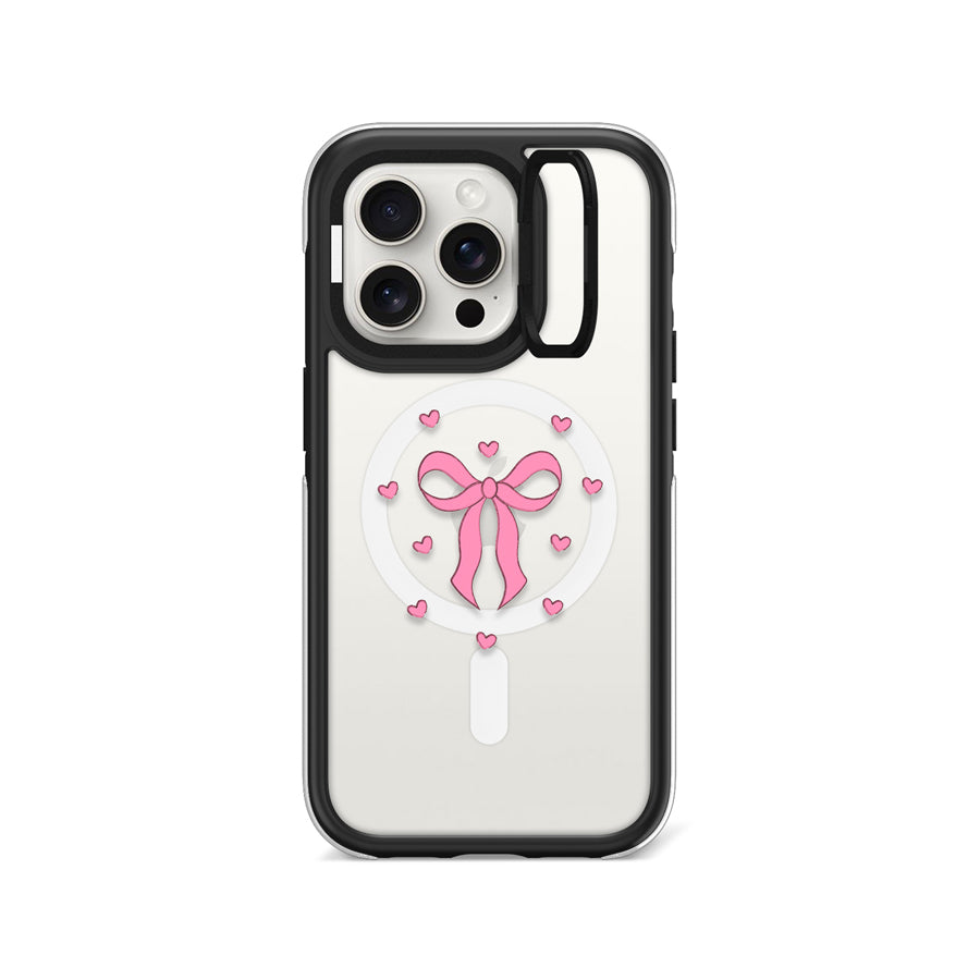 iPhone 15 Pro Pink Ribbon Heart Ring Kickstand Case MagSafe Compatible - CORECOLOUR AU