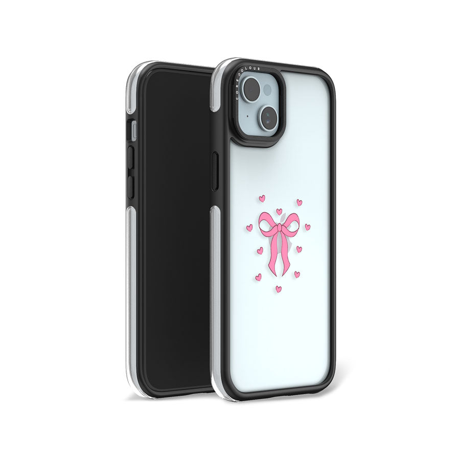 iPhone 15 Pink Ribbon Heart Camera Ring Kickstand Case - CORECOLOUR AU