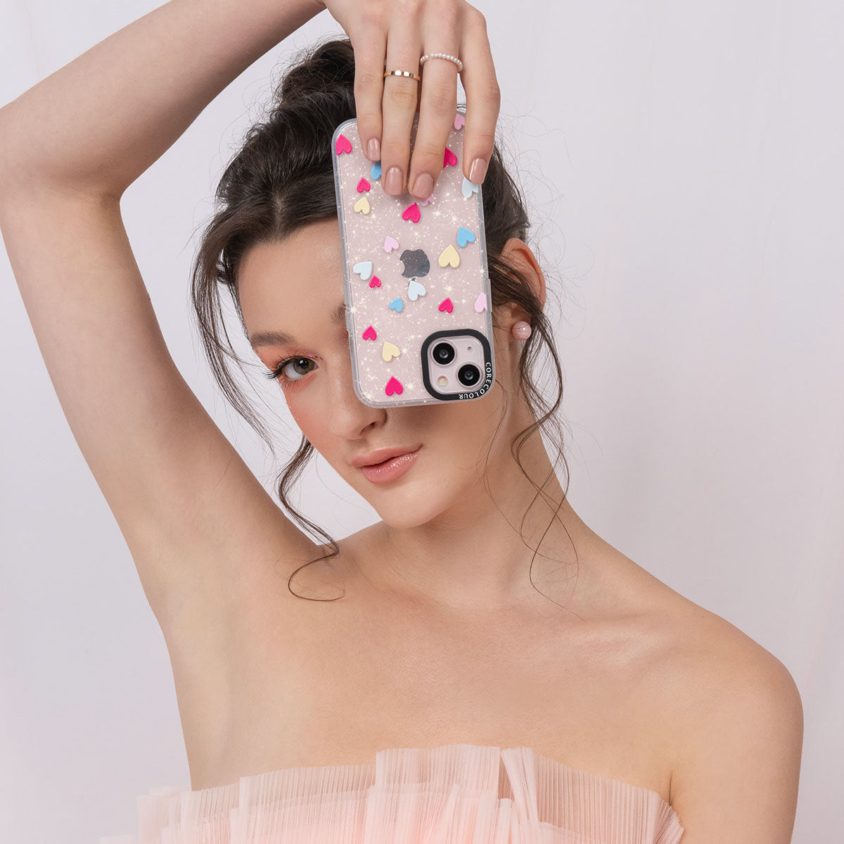 iPhone 15 Plus Flying Hearts Glitter Phone Case Magsafe Compatible - CORECOLOUR AU