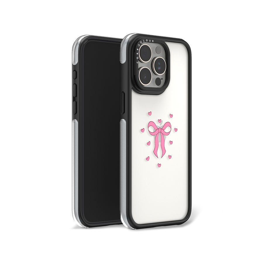 iPhone 15 Pro Max Pink Ribbon Heart Camera Ring Kickstand Case - CORECOLOUR AU