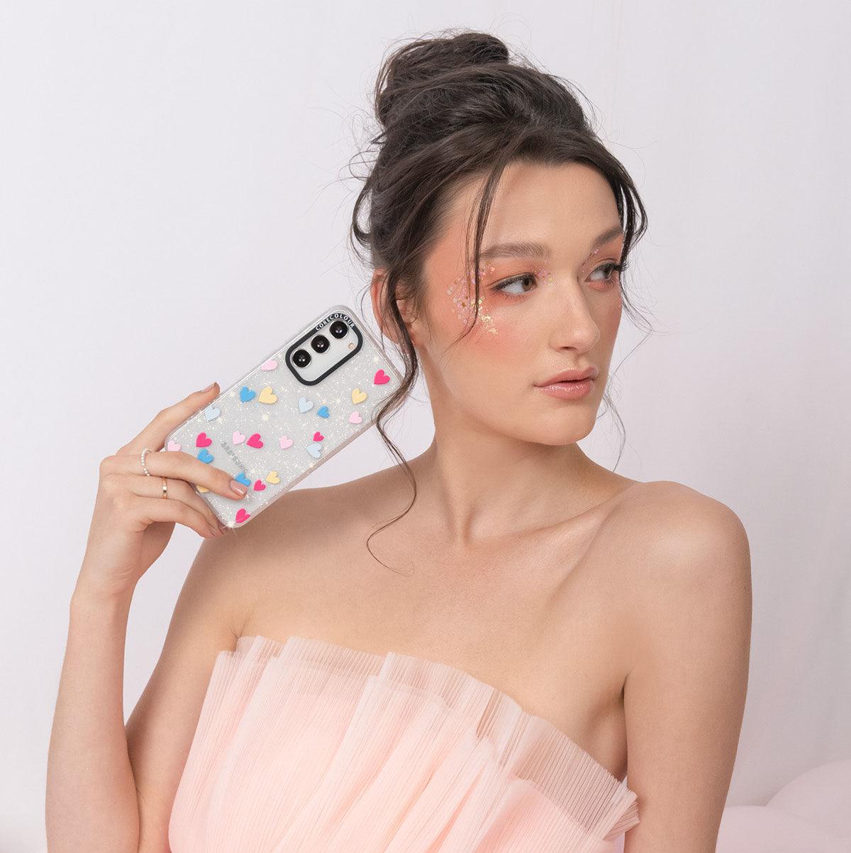Samsung Galaxy S23 Flying Hearts Glitter Phone Case - CORECOLOUR AU