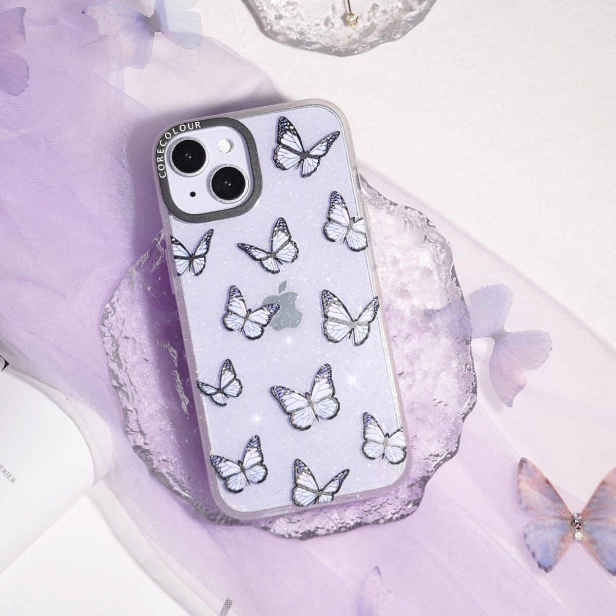 iPhone 14 Plus Butterfly Kiss Glitter Phone Case Magsafe Compatible - CORECOLOUR AU