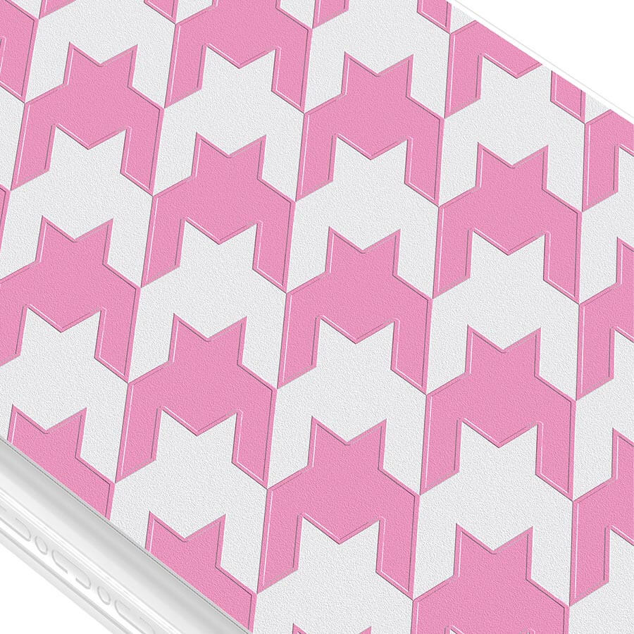 iPhone 15 Pink Houndstooth Phone Case Magsafe Compatible - CORECOLOUR AU
