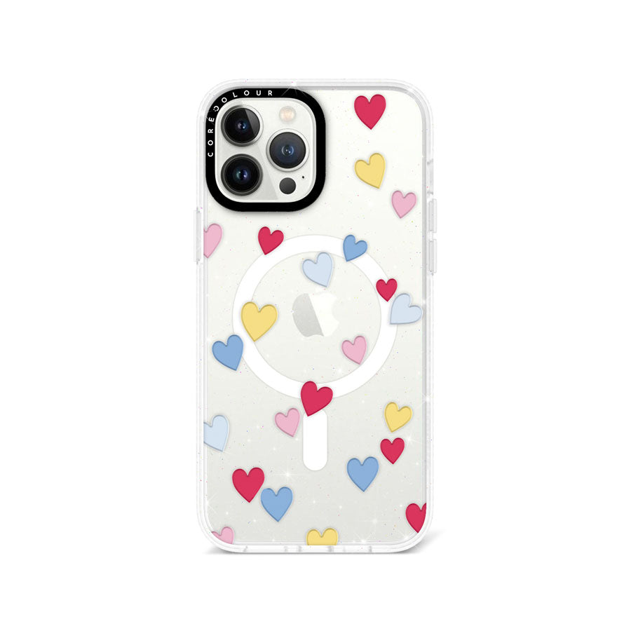 iPhone 13 Pro Max Flying Hearts Glitter Phone Case Magsafe Compatible - CORECOLOUR AU