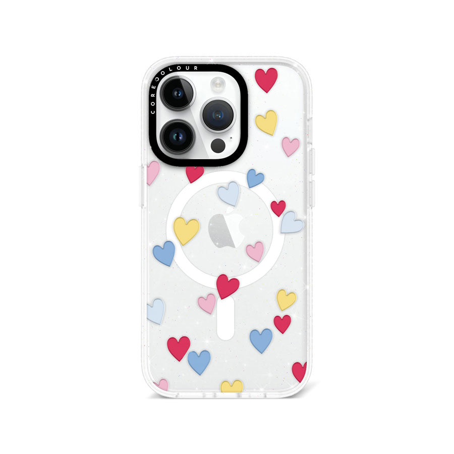 iPhone 14 Pro Flying Hearts Glitter Phone Case Magsafe Compatible - CORECOLOUR AU