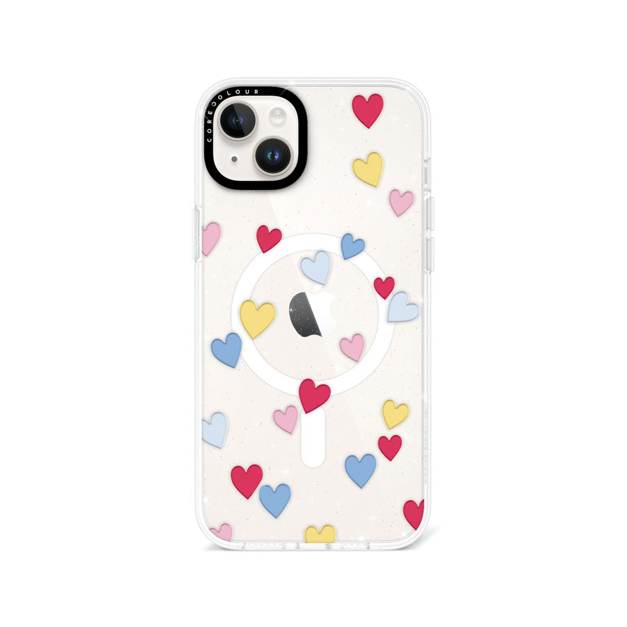 iPhone 14 Plus Flying Hearts Glitter Phone Case Magsafe Compatible - CORECOLOUR AU