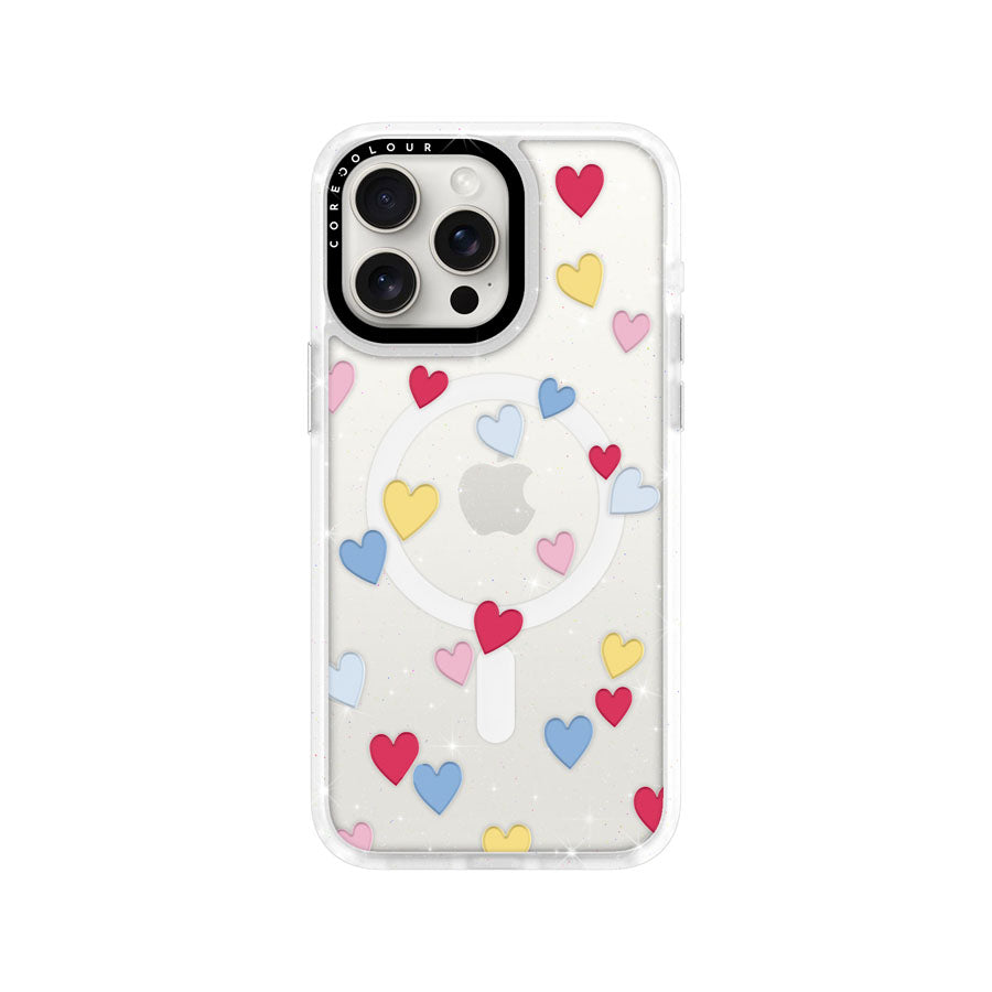 iPhone 15 Pro Max Flying Hearts Glitter Phone Case Magsafe Compatible - CORECOLOUR AU