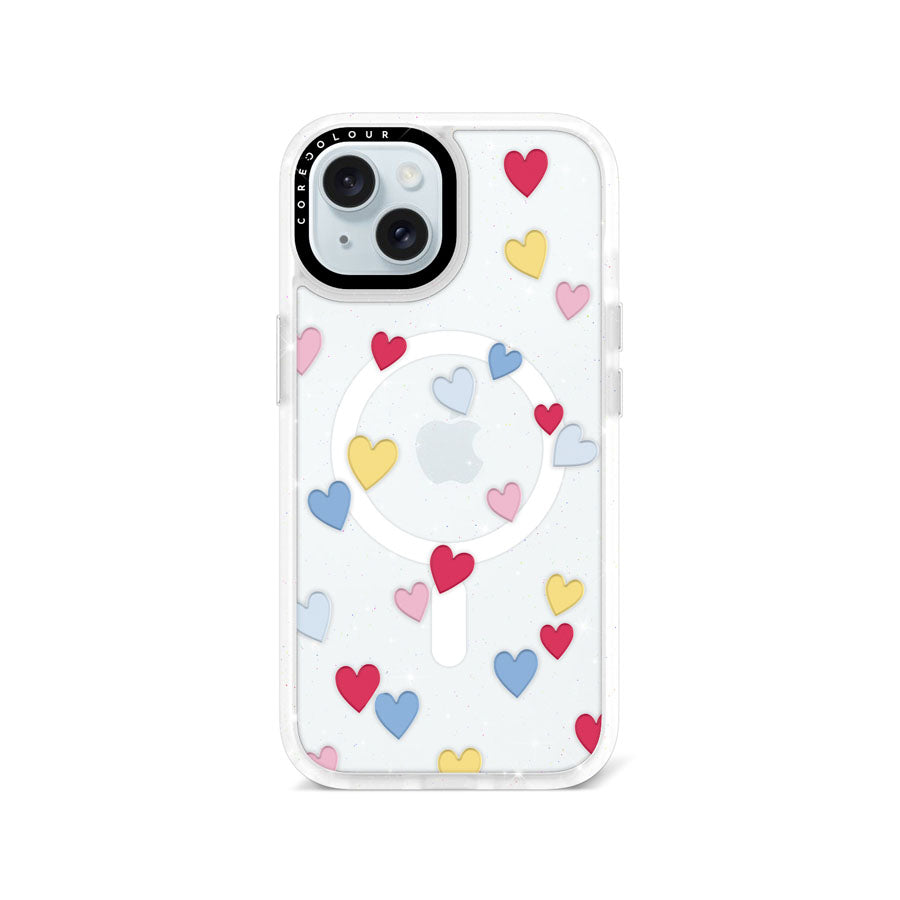 iPhone 15 Flying Hearts Glitter Phone Case Magsafe Compatible - CORECOLOUR AU