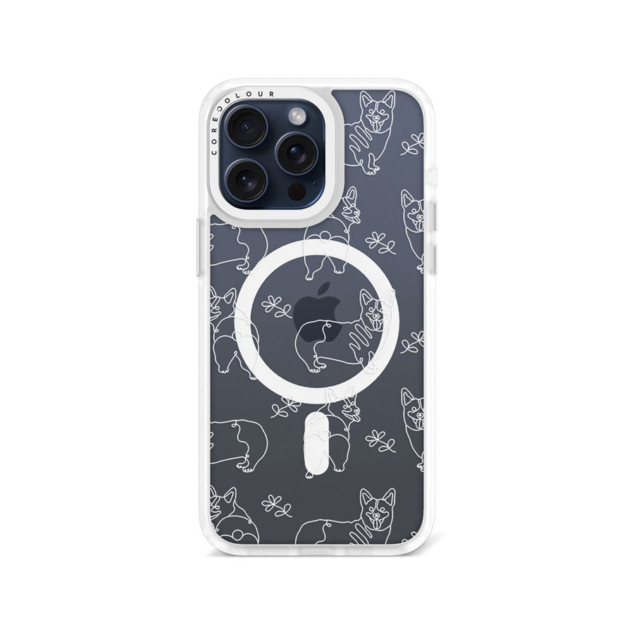 iPhone 15 Pro Max Corgi Minimal Line Phone Case Magsafe Compatible - CORECOLOUR AU