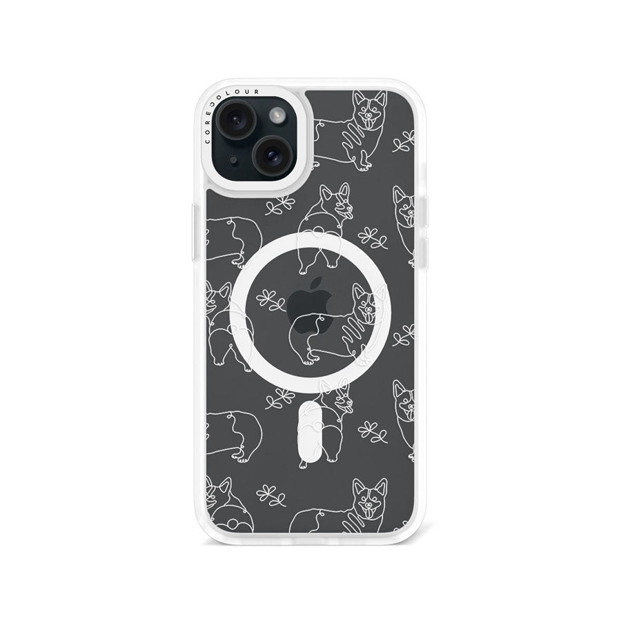 iPhone 15 Plus Corgi Minimal Line Phone Case Magsafe Compatible - CORECOLOUR AU