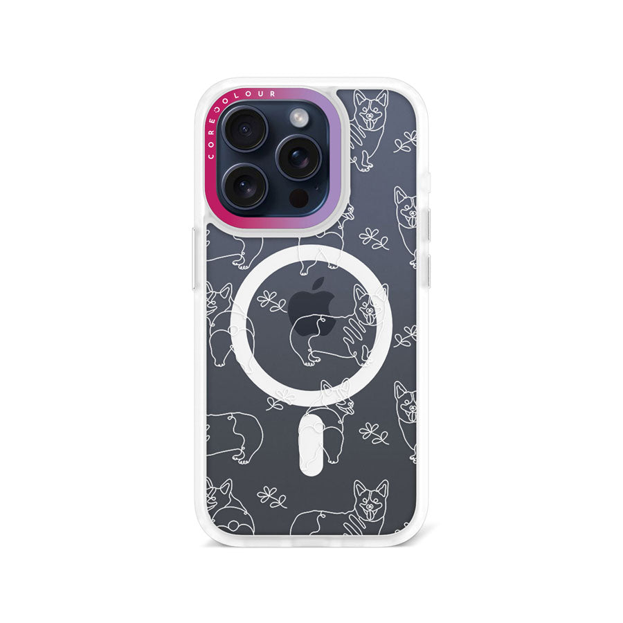 iPhone 15 Pro Corgi Minimal Line Phone Case Magsafe Compatible - CORECOLOUR AU