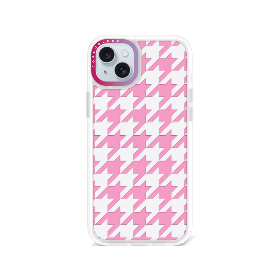 iPhone 15 Plus Pink Houndstooth Phone Case Magsafe Compatible - CORECOLOUR AU