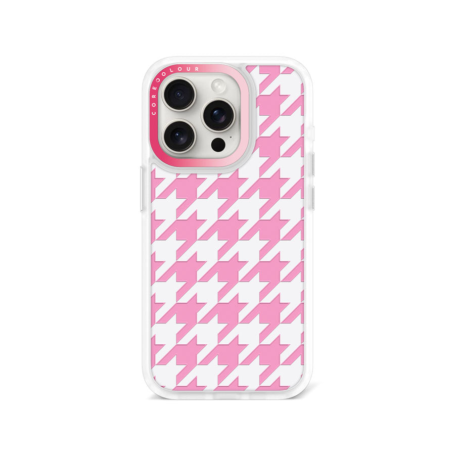 iPhone 15 Pro Pink Houndstooth Phone Case Magsafe Compatible - CORECOLOUR AU