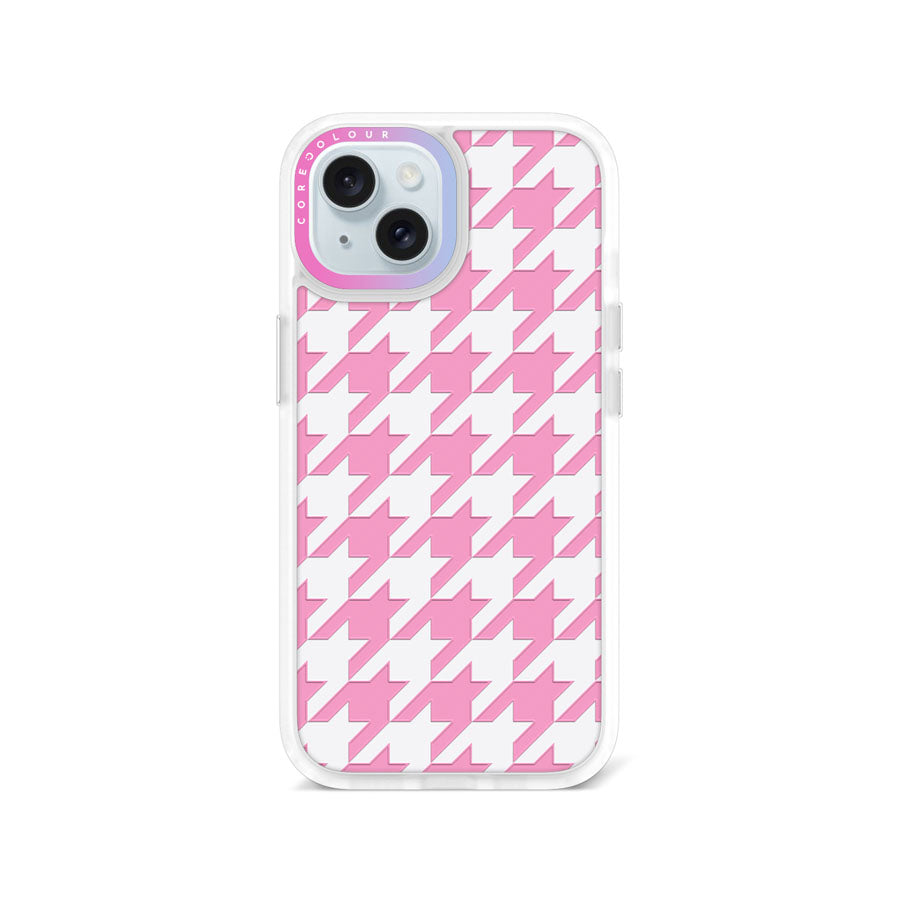 iPhone 15 Pink Houndstooth Phone Case Magsafe Compatible - CORECOLOUR AU