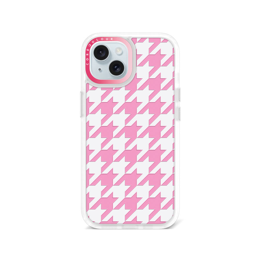 iPhone 15 Pink Houndstooth Phone Case Magsafe Compatible - CORECOLOUR AU