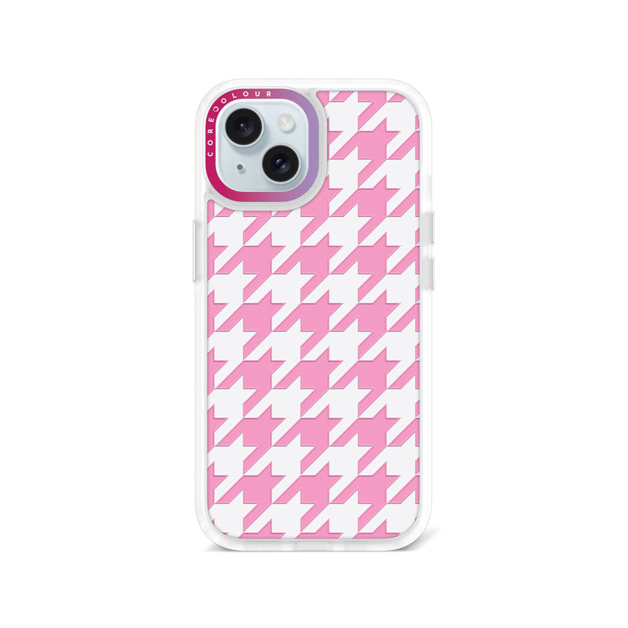 iPhone 15 Pink Houndstooth Phone Case Magsafe Compatible - CORECOLOUR AU