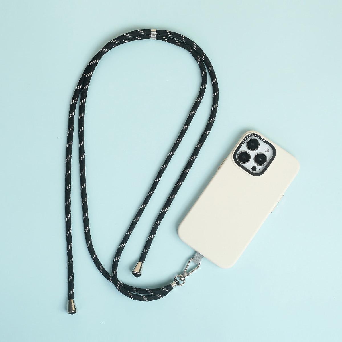 Black Silver Phone Strap with Strap Card - CORECOLOUR AU