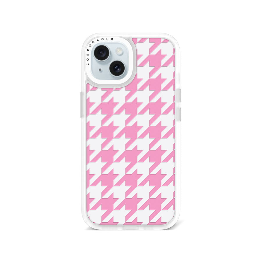 iPhone 15 Pink Houndstooth Phone Case Magsafe Compatible - CORECOLOUR AU