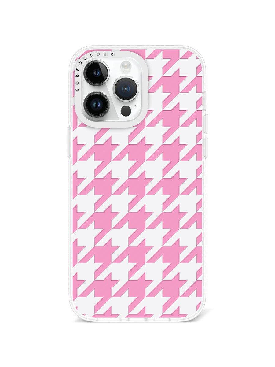 iPhone 14 Pro Max Pink Houndstooth Phone Case Magsafe Compatible - CORECOLOUR AU