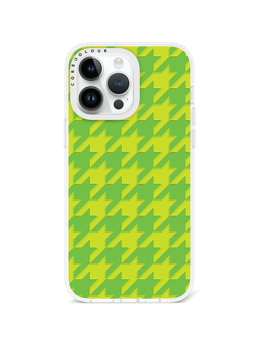 iPhone 14 Pro Max Green Houndstooth Phone Case