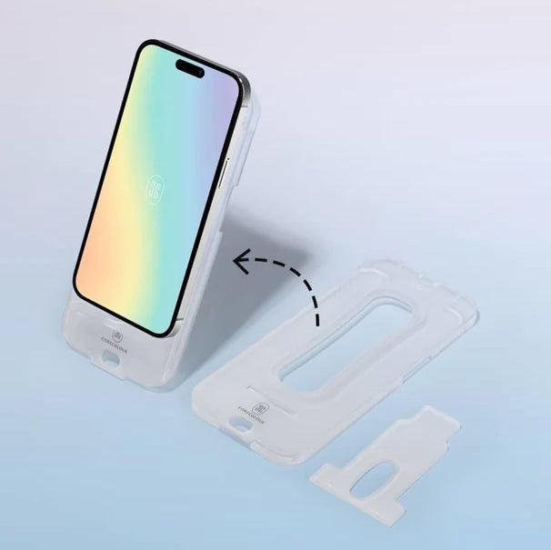 iPhone 12-14 Series Privacy Guard Tempered Glass Screen Protector with Phone Stand Installation Tool