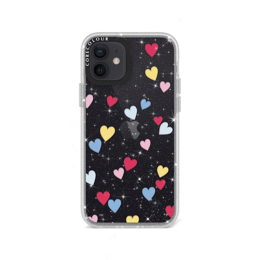 iPhone 12 Flying Hearts Glitter Phone Case - CORECOLOUR AU