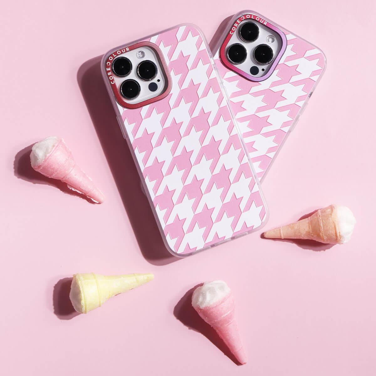 iPhone 12 Pro Max Pink Houndstooth Phone Case - CORECOLOUR AU
