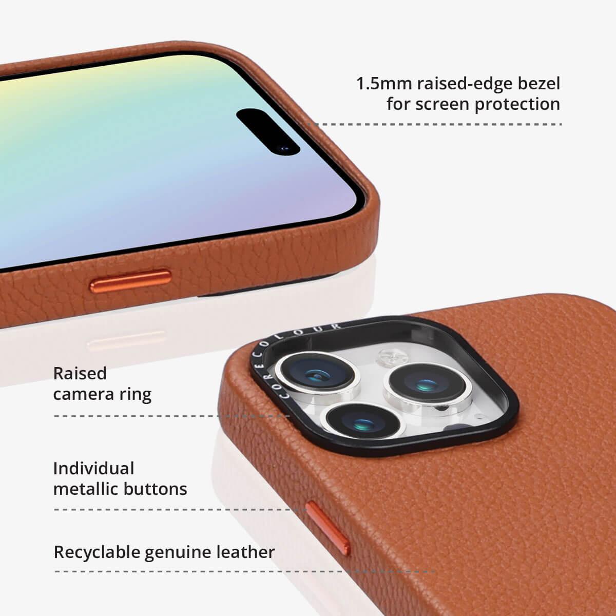 iPhone 13 Black Genuine Leather Phone Case - CORECOLOUR AU