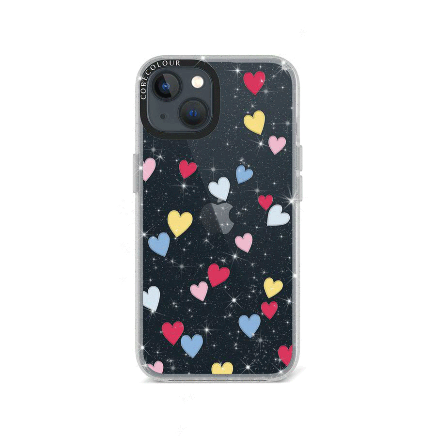 iPhone 13 Flying Hearts Glitter Phone Case - CORECOLOUR AU