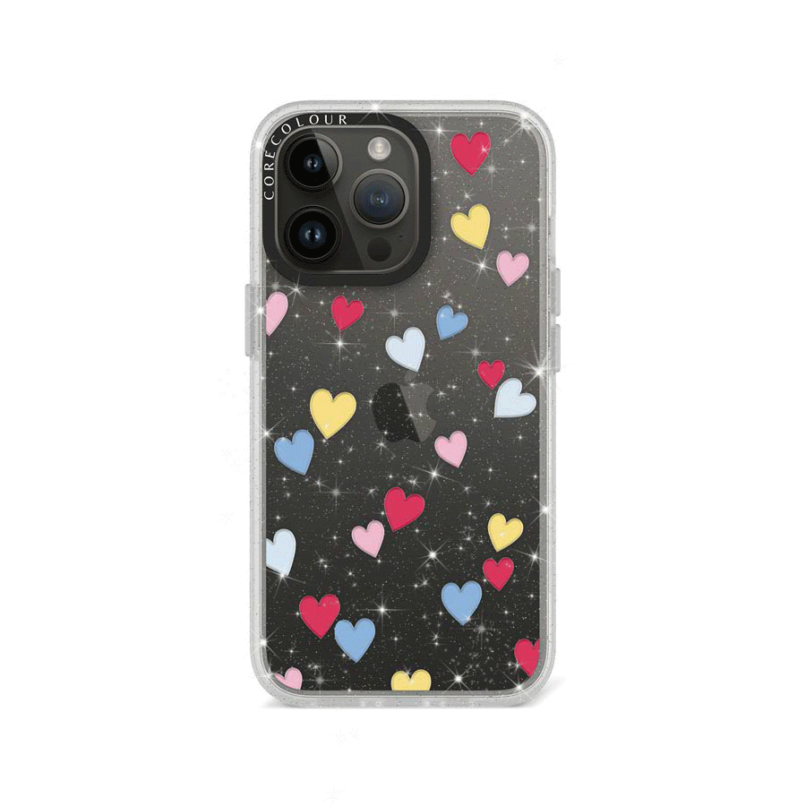 iPhone 13 Pro Flying Hearts Glitter Phone Case - CORECOLOUR AU