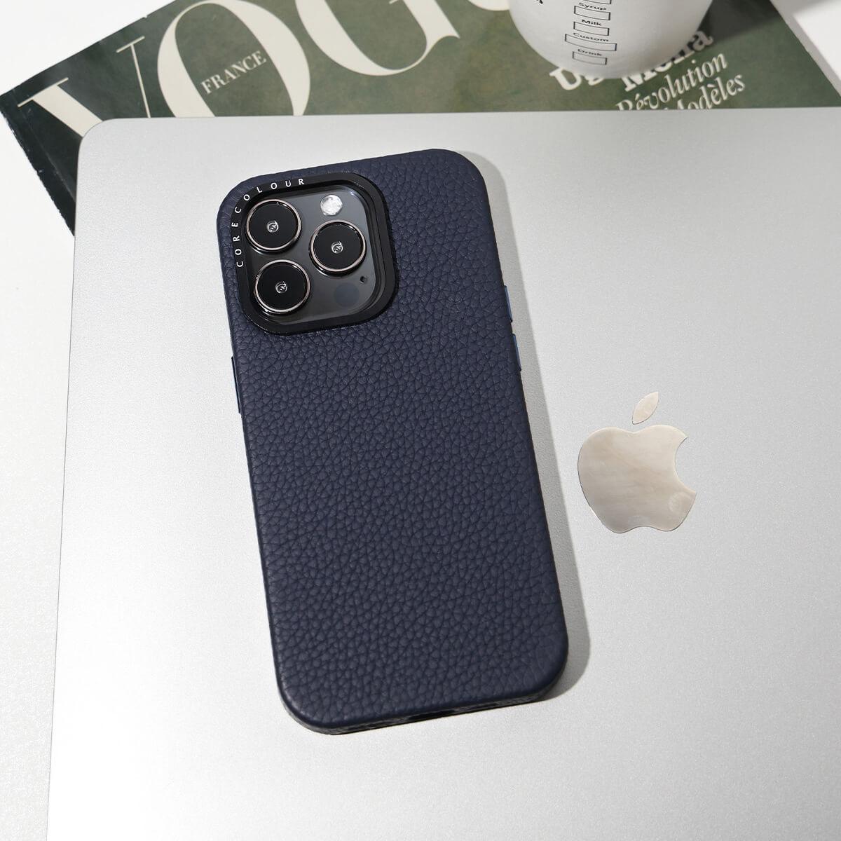 iPhone 14 Navy Genuine Leather Phone Case - CORECOLOUR AU