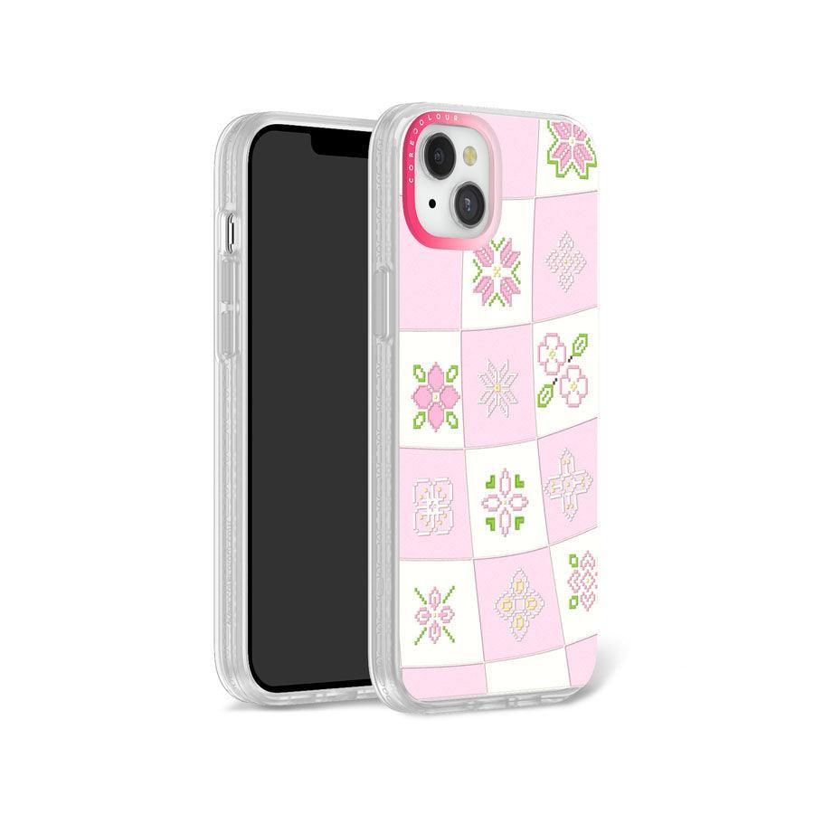 iPhone 14 Plus Cherry Blossom Checker Phone Case MagSafe Compatible - CORECOLOUR AU