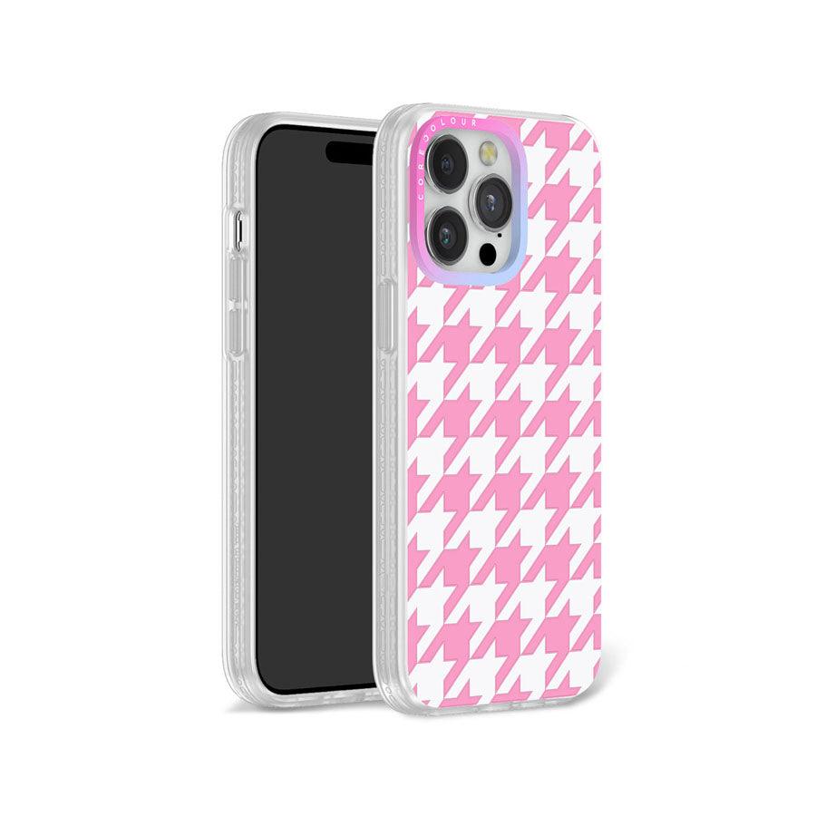 iPhone 14 Pro Max Pink Houndstooth Phone Case - CORECOLOUR AU