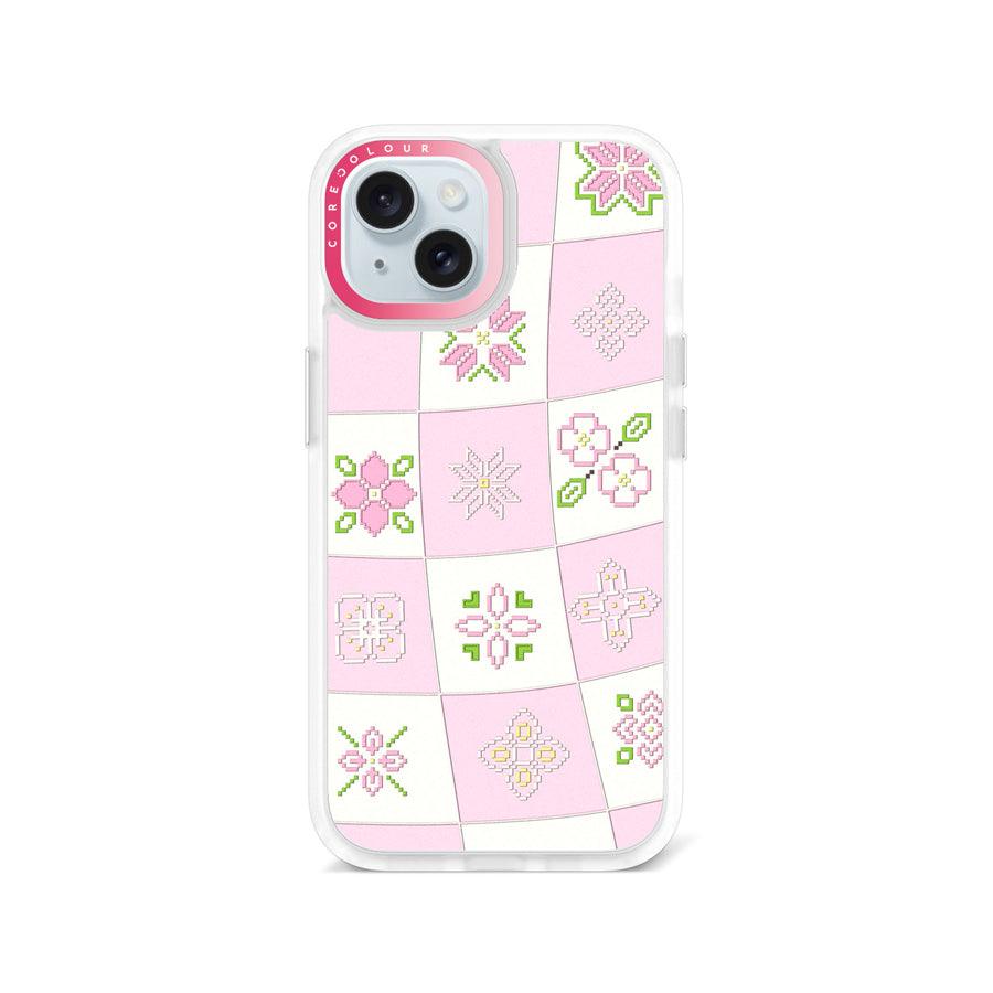 iPhone 15 Cherry Blossom Checker Phone Case - CORECOLOUR AU