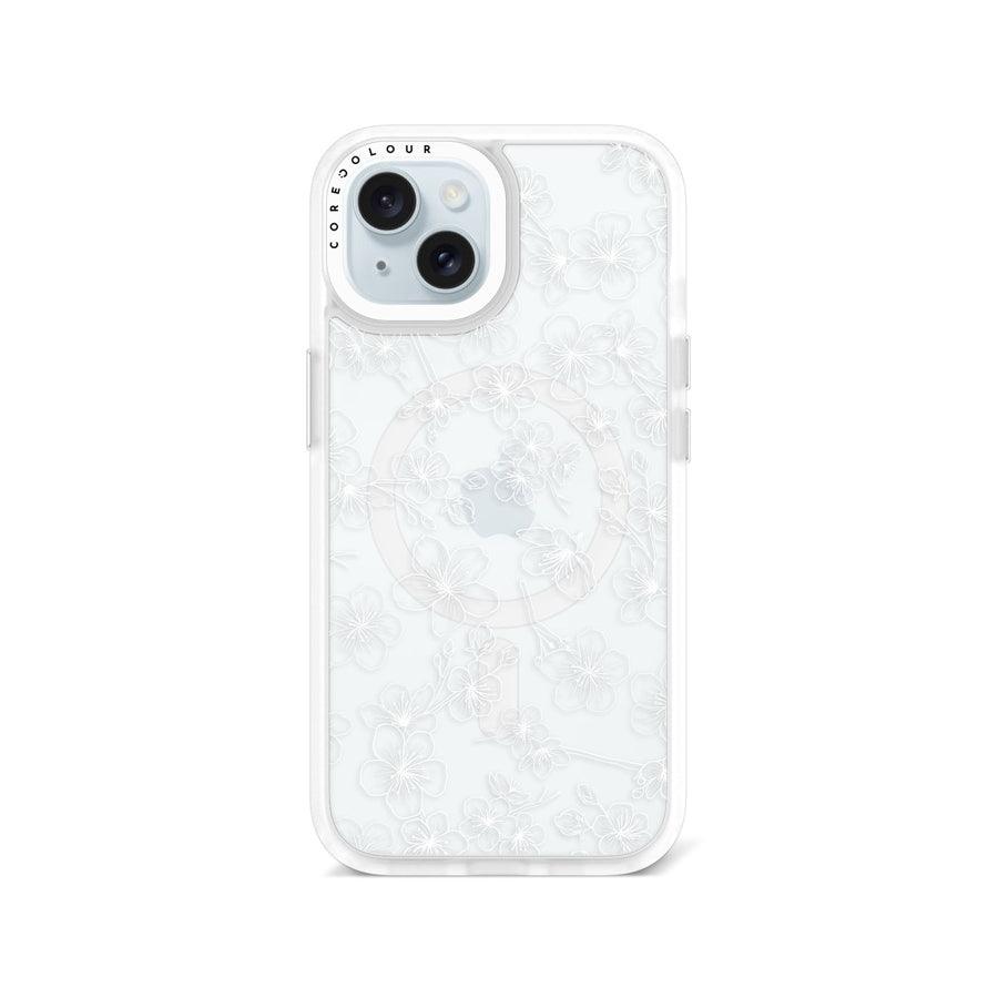 iPhone 15 Cherry Blossom White Phone Case MagSafe Compatible - CORECOLOUR AU