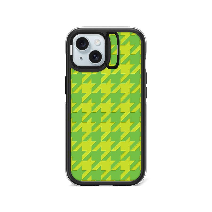 iPhone 15 Green Houndstooth Camera Ring Kickstand Case - CORECOLOUR AU