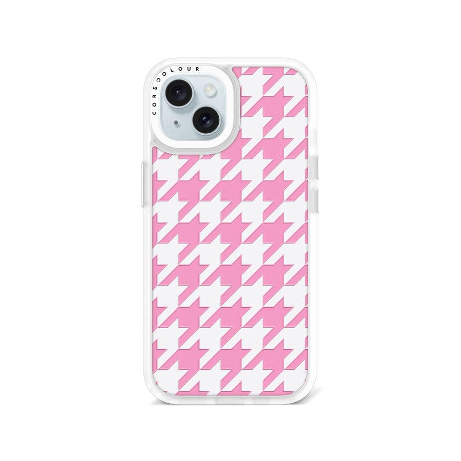 iPhone 15 Pink Houndstooth Phone Case - CORECOLOUR AU