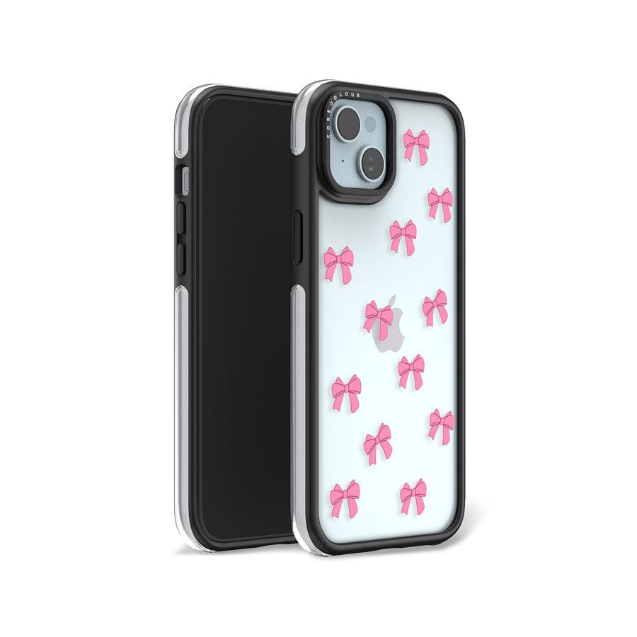 iPhone 15 Pink Ribbon Bow Mini Camera Ring Kickstand Case - CORECOLOUR AU