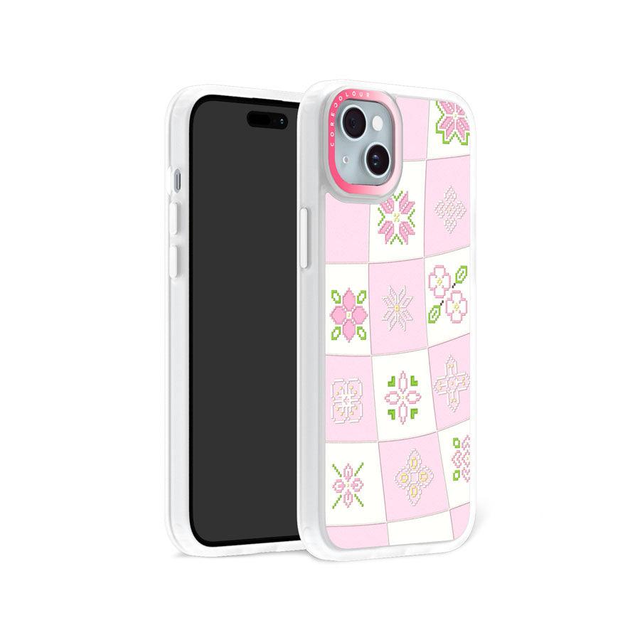 iPhone 15 Plus Cherry Blossom Checker Phone Case - CORECOLOUR AU