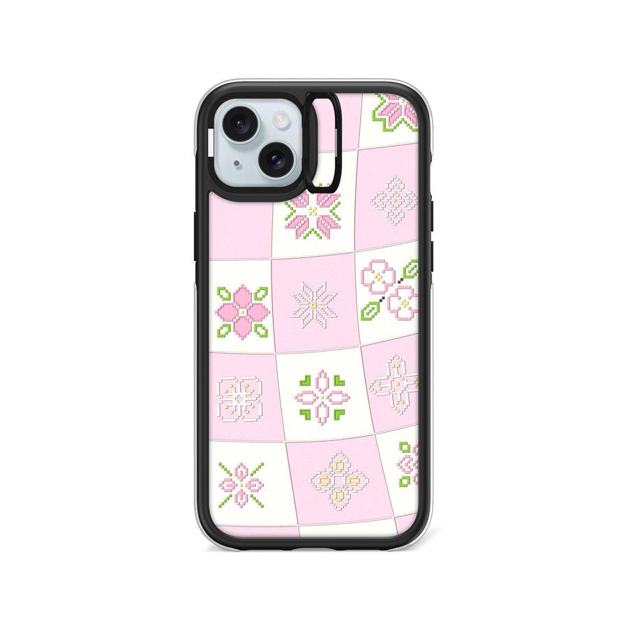 iPhone 15 Plus Cherry Blossom Checker Ring Kickstand Case MagSafe Compatible - CORECOLOUR AU
