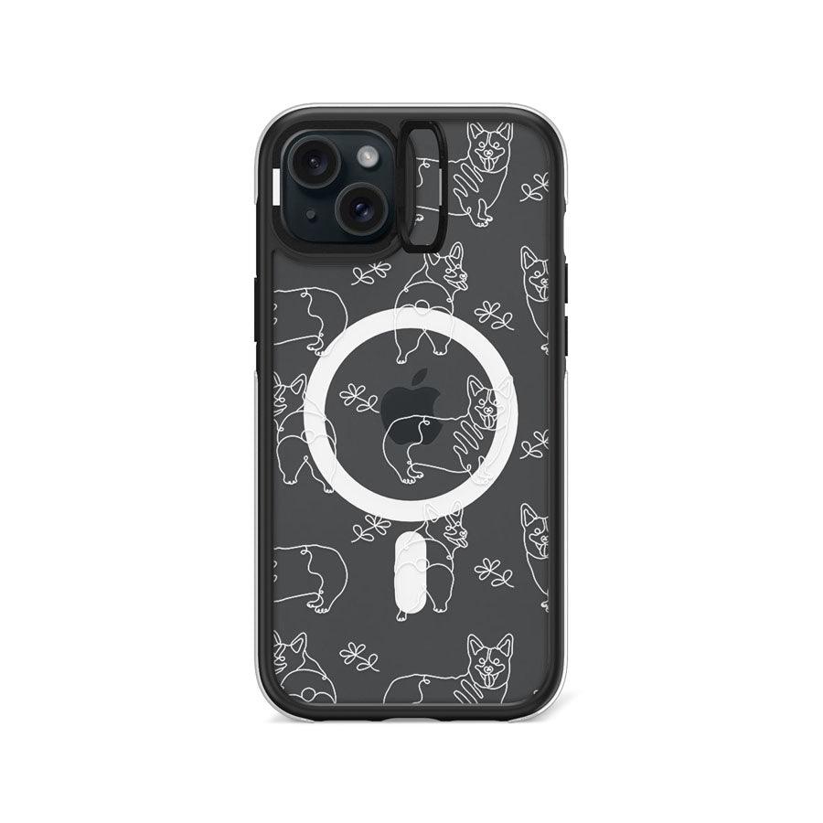 iPhone 15 Plus Corgi Minimal Line Ring Kickstand Case MagSafe Compatible - CORECOLOUR AU