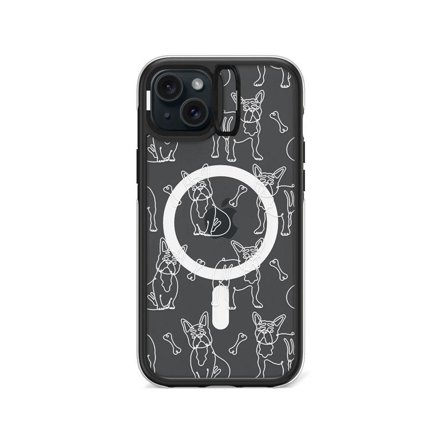 iPhone 15 Plus French Bulldog Minimal Line Ring Kickstand Case MagSafe Compatible - CORECOLOUR AU