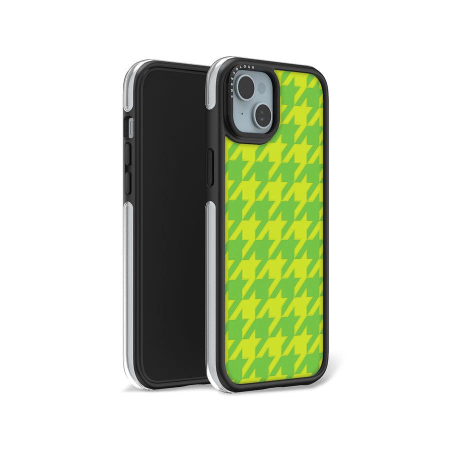 iPhone 15 Plus Green Houndstooth Camera Ring Kickstand Case - CORECOLOUR AU
